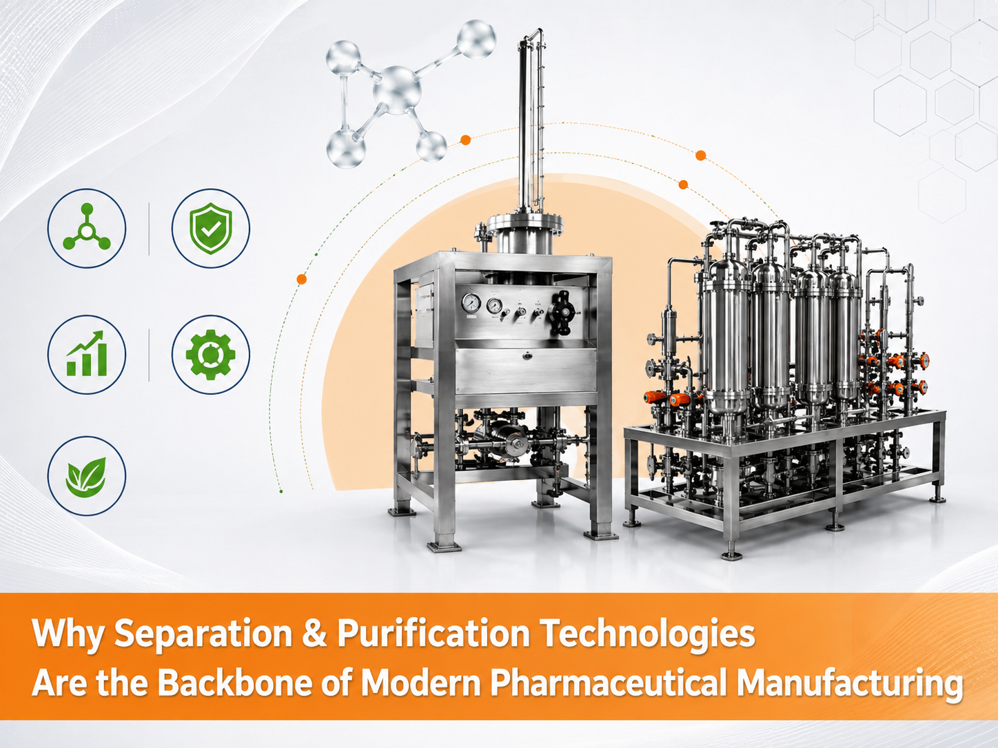 AI-generated pharmaceutical separation and purification systems for efficient pharmaceutical manufacturing.